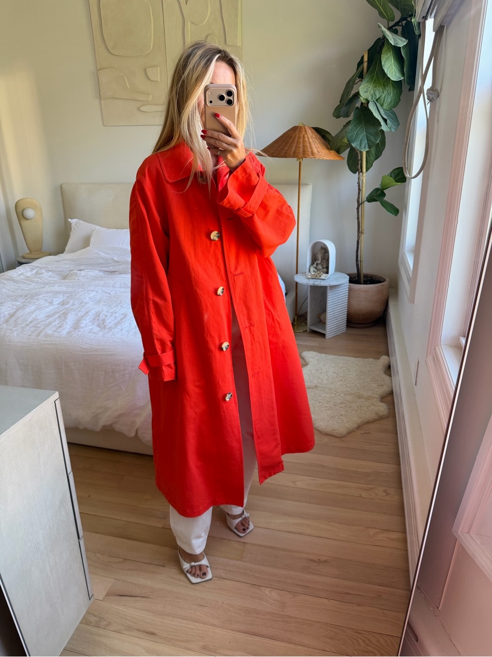 Arket Orange Trench Coat Size Xs